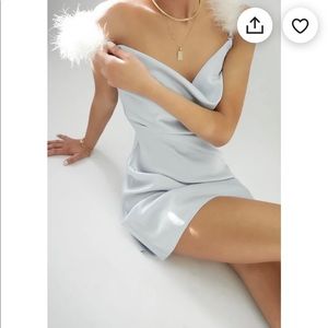 Mola Silk Slip Dress with Feather Straps